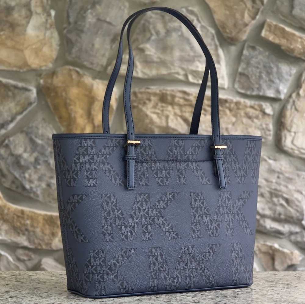 Michael Kors Jet Set Logo Medium Blue Tote